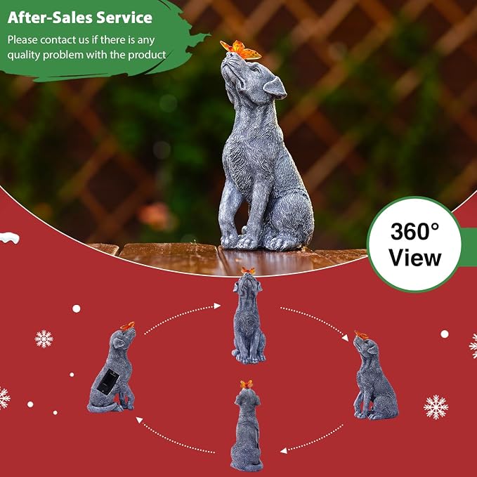 Goodeco Dog Statue with Solar Butterfly - Image 3