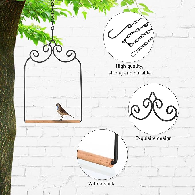 3 Pcs Hummingbird Swings and Perches Wild Bird Swing Metal Frame - Image 4