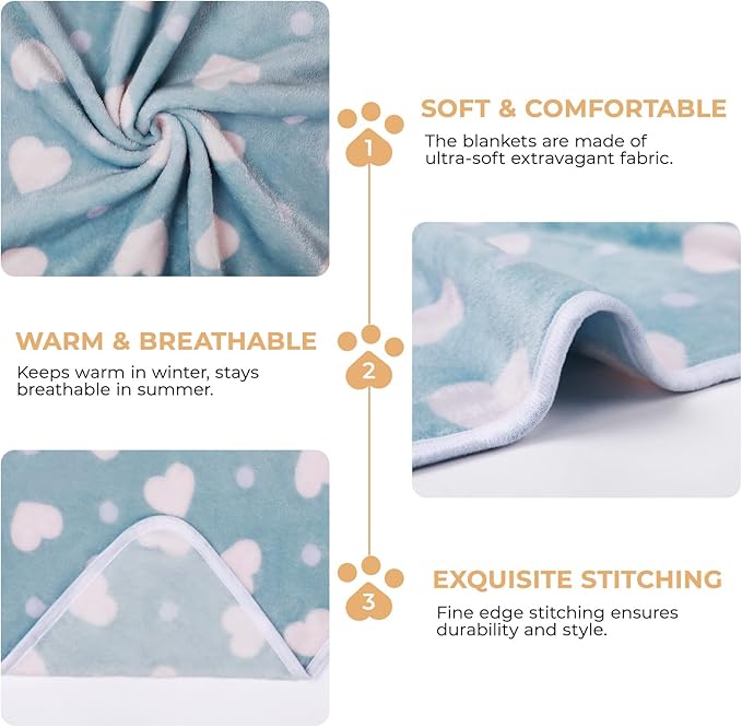 1 Pack 3 Blankets Super Soft Cute Dot Pattern Pet Blanket Flannel Throw - Image 3