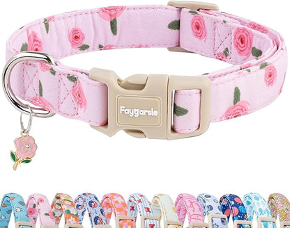 Faygarsle Pink Floral Dog Collar by Faygarsle