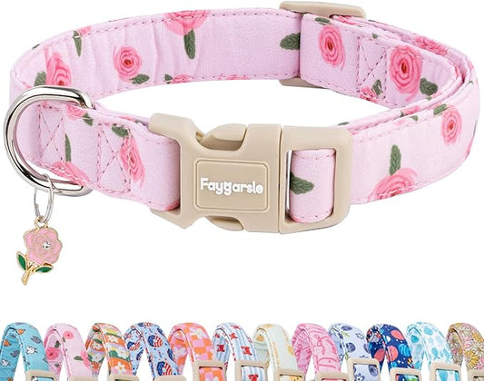 Faygarsle Pink Floral Dog Collar by Faygarsle