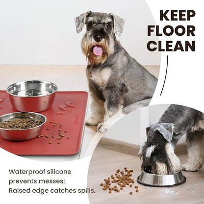VIVAGLORY Dog Food Mat Flexmat Dog Bowl Mat, Placemat Food Tray - Image 2