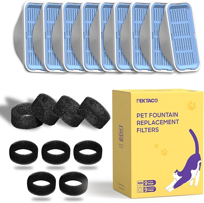 PEKTACO Cat Water Fountain Filters Replacement & Pre-Filter Sponges - Image 7