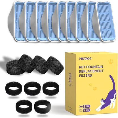 PEKTACO Cat Water Fountain Filters Replacement & Pre-Filter Sponges - Image 7