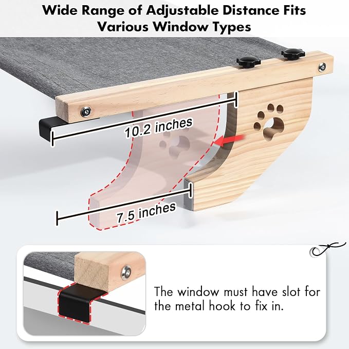 AMOSIJOY Cat Sill Window Perch Sturdy Cat Hammock Window Seat - Image 4