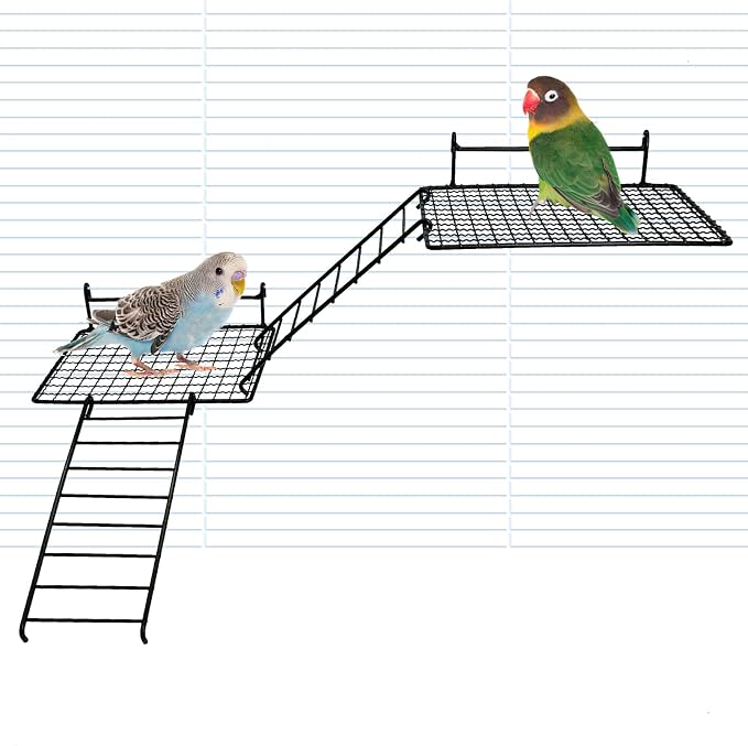 BNOSDM 4 PCS Bird Perches Platform, Stainless Steel Grid Platform by BNOSDM