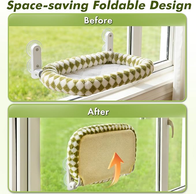 Cat Window Perch with Bolster, Cordless Foldable Cat Window Hammock with Strong - Image 4