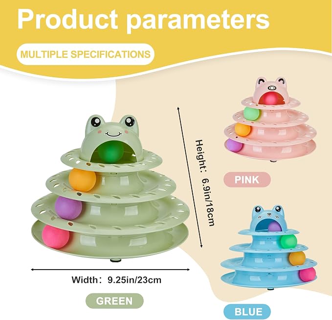 Gefryco Cat Toys 4-Tier Roller Track, Turntable Cat Tower Toy - Image 3