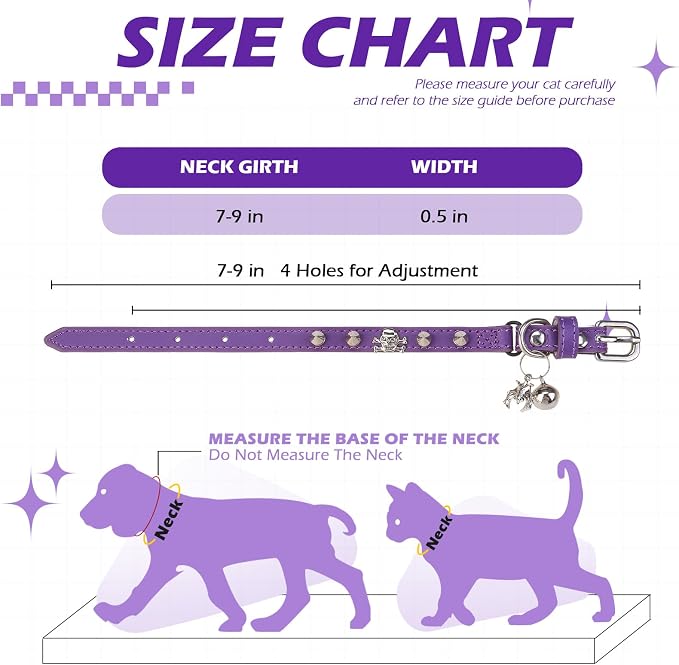 EXPAWLORER Leather Cat Collar for Girl Boy- Adjustable Pet Collar - Image 2