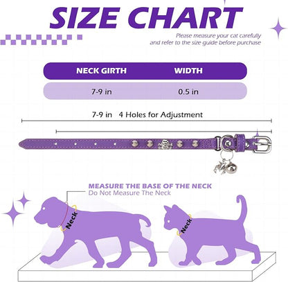 EXPAWLORER Leather Cat Collar for Girl Boy- Adjustable Pet Collar - Image 2