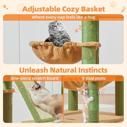 Taoqimiao Cactus Cat Tree, 57.5-Inch Cat Tower - Image 6