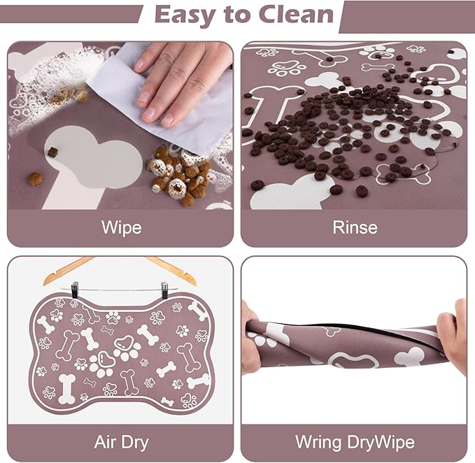 Dog Cat Mat for Food and Water, Rapid Absorbent Pet Feeding Mat, Bone Shaped - Image 5