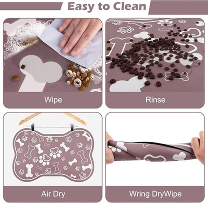 Dog Cat Mat for Food and Water, Rapid Absorbent Pet Feeding Mat, Bone Shaped - Image 5