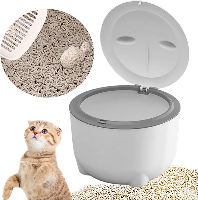 Cat Litter Trash Can with Lid Cat Litter Tray Kitten Potty, Dog Trash Can Cat - Image 2