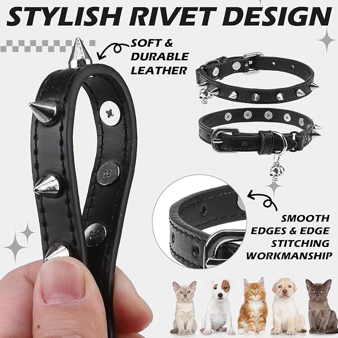 EXPAWLORER Leather Cat Collar for Girl Boy- Adjustable Pet Collar - Image 4