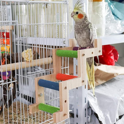 Bird Ladder Bridge, Wooden Parrot Hamster Climbing Ladder Toys, Bird Perch Stand - Image 2