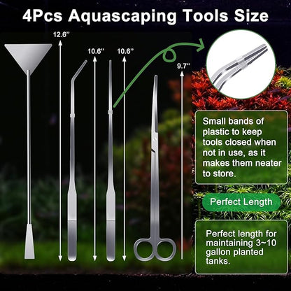 4Pcs Aquascaping Tools, Jeimier Aquascape Kit, Long and Strong Aquarium Tweezers - Image 2