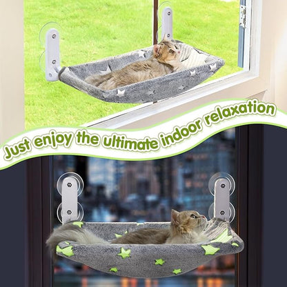 Cat Window Perch, Glow in The Dark Cordless Foldable Pet Hammock Bed - Image 7