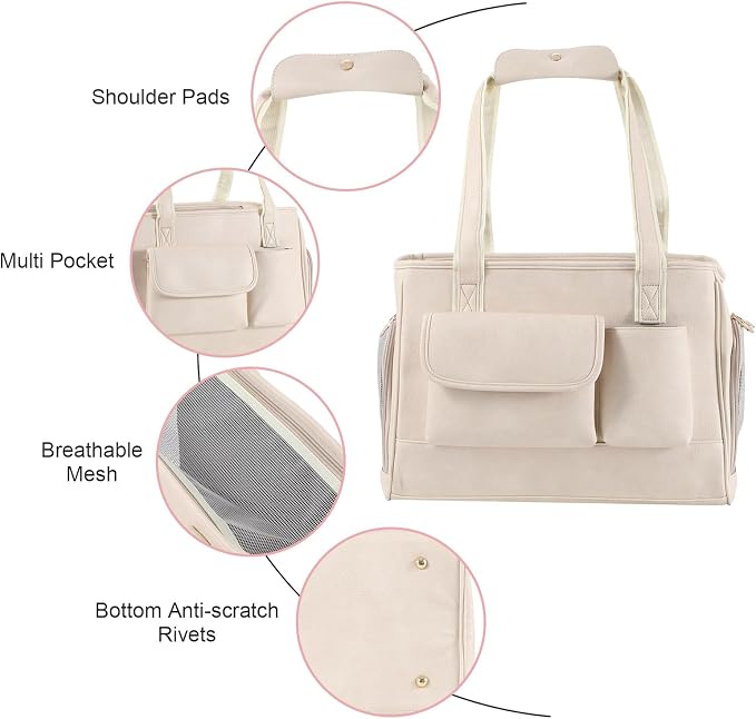 Dog Carrier Purse, Fashion Leather Pet Carrier Bag, Airline Approved Soft Sided - Image 5