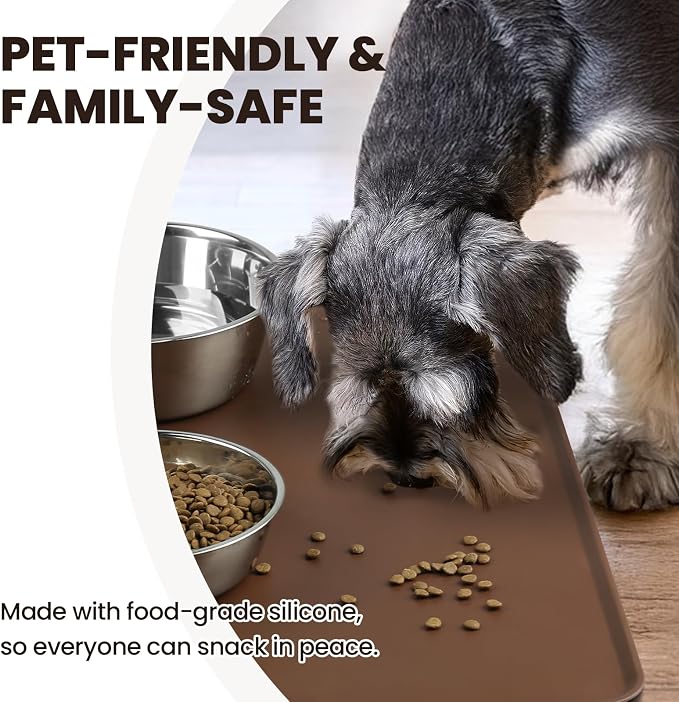 VIVAGLORY Dog Food Mat Flexmat Dog Bowl Mat, Placemat Food Tray - Image 3
