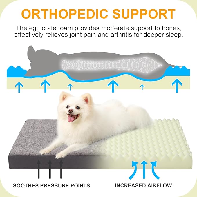 KSIIA Orthopedic Crate Bed: Deluxe Plush Washable Dog Bed - Image 2
