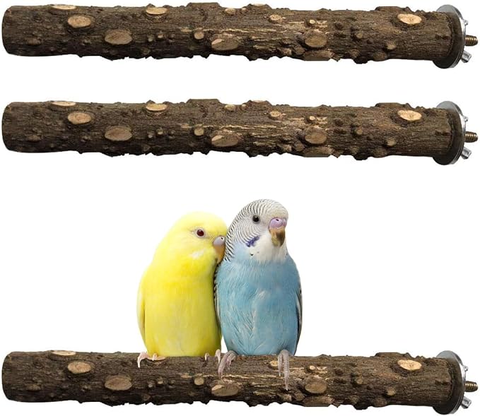 PINVNBY 3Pcs Bird Perches for Cage, Nature Wood Prickly Parrot Stand Toy Paw by PINVNBY