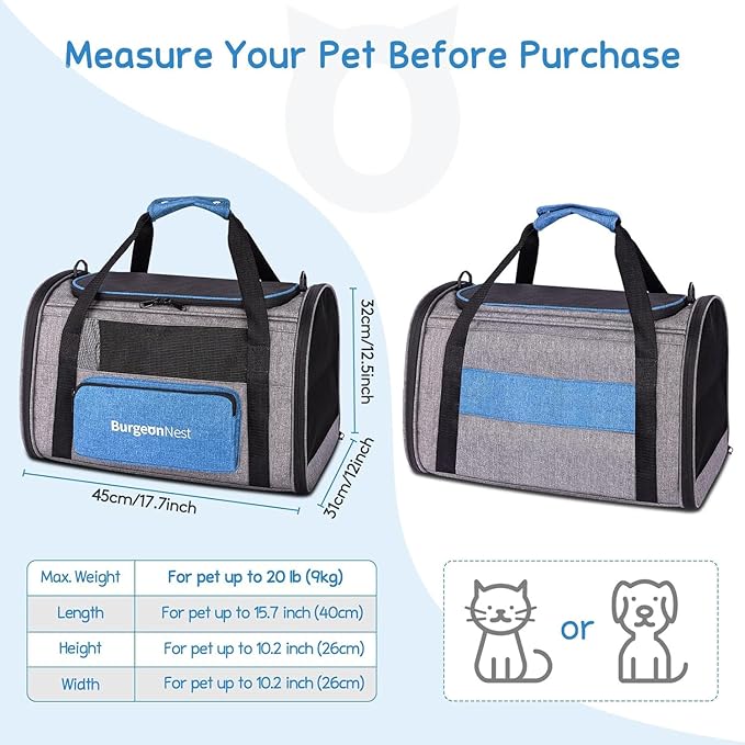 BurgeonNest Cat Carrier for Large Cats 20 lbs, Medium Pet Under 25 lbs - Image 2