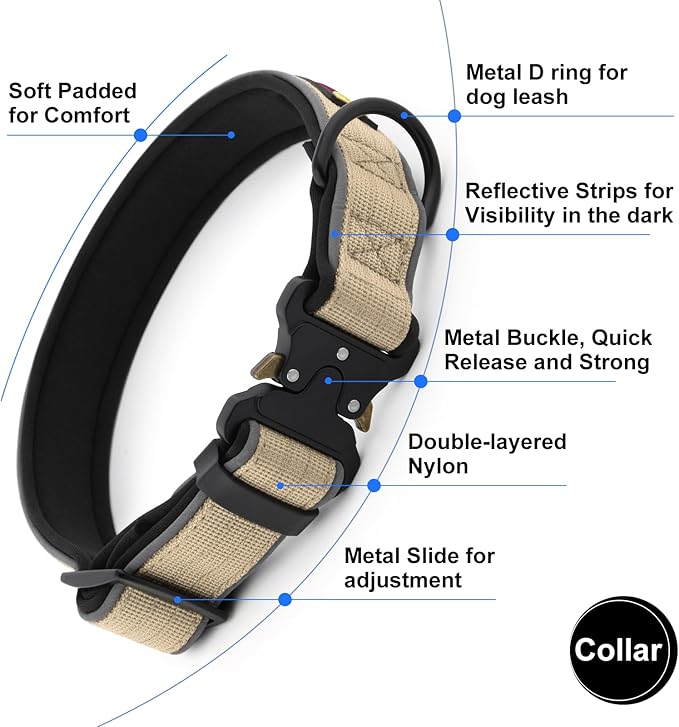 Plutus Pet Tactical Dog Collar, Reflective, Adjustable Heavy Duty Dog Collar - Image 3