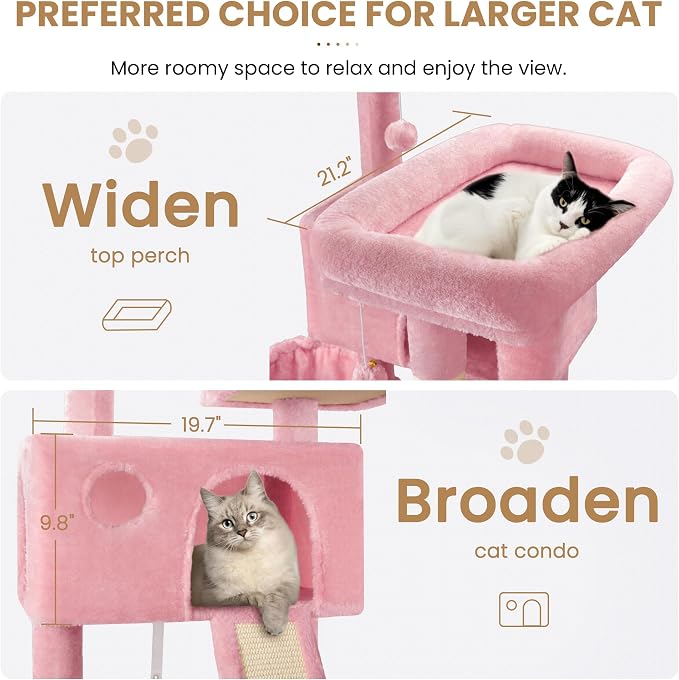 SHA CERLIN 65in Larger Cat Tree Tower Condo - Image 3