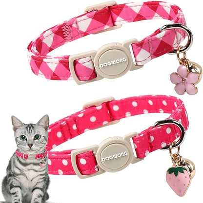 Cat Collar, 2 Pack Cute Cat Collars Breakaway by DOGWONG