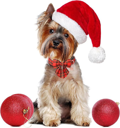 Christmas Dog Collar with Bow Tie, Cotton Christmas Plaid Collar - Image 4