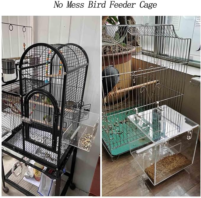 No Mess Bird Feeder for Cage, Automatic Acrylic Bird Feeder Seed Catcher Tray - Image 6