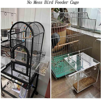 No Mess Bird Feeder for Cage, Automatic Acrylic Bird Feeder Seed Catcher Tray - Image 6