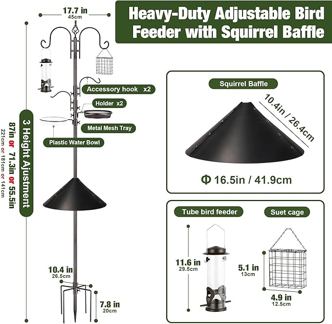 ERYTLLY Bird Feeders Bird Feeding Station Kit Bird Feeding Pole Wild Bird - Image 3