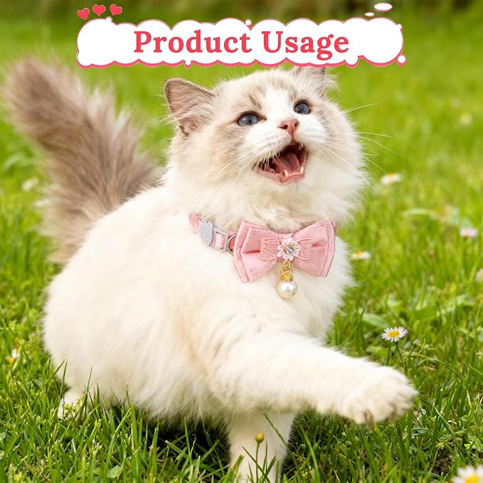 Jeffdad 4 PCS Cute Pearl Cat Collar - Image 7