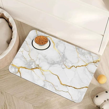Marble Dog Food Mat for Floors, Cat Dog Bowl Mats for Food and Water, Non-Slip by Unknown