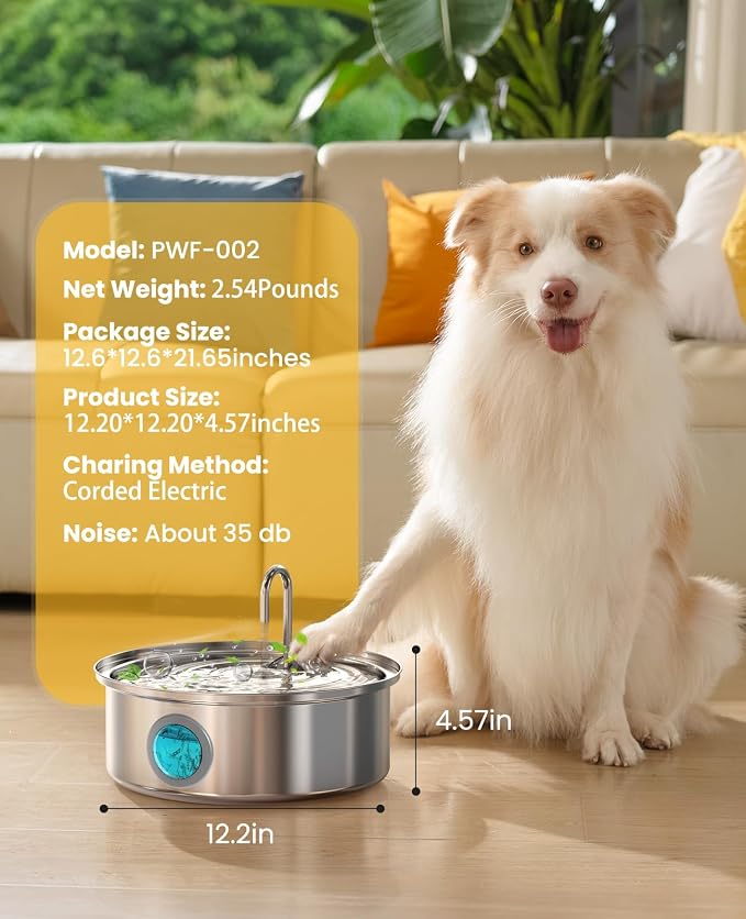 oneisall Dog Water Fountain for Large Dogs, 7L/230oz/1.8G Stainless Steel Dog - Image 8