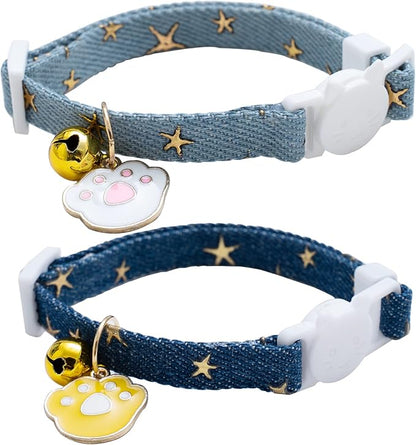 2 Pack Denim Breakaway Cat Collars by Faygarsle