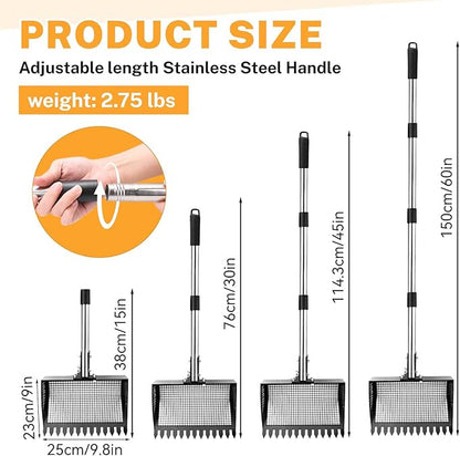 9.8×9.1in Chicken Poop Scooper, Chicken Coop Rake, Adjustable Length/Angle Coop - Image 3