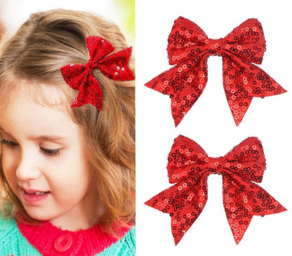 3-inch Sequined Bow Hair Clips For Baby Girls, Kids and Young Women Birthday - Image 2