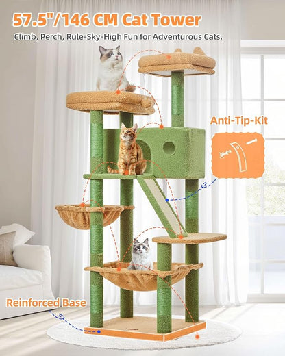 Taoqimiao Cactus Cat Tree, 57.5-Inch Cat Tower - Image 3