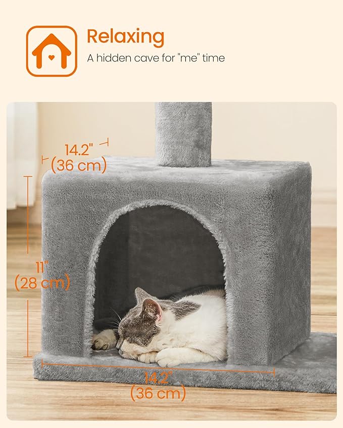 Feandrea Cat Tree, 33.1-Inch Cat Tower, Plush Condo - Image 7