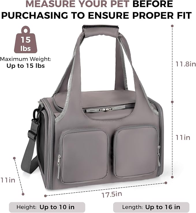 Dog, Cat Carrier for Pets Up to 15 Lbs, Airline Approved Collapsible Soft-Sided - Image 2