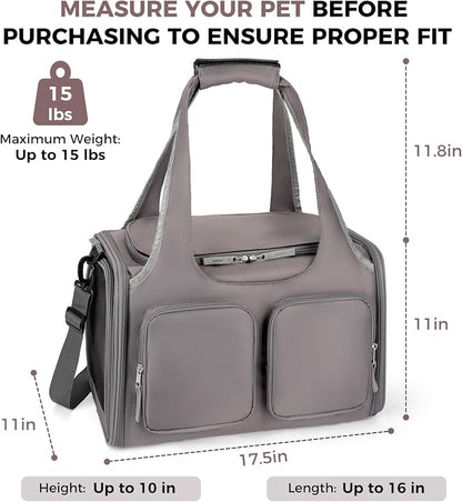 Dog, Cat Carrier for Pets Up to 15 Lbs, Airline Approved Collapsible Soft-Sided - Image 2