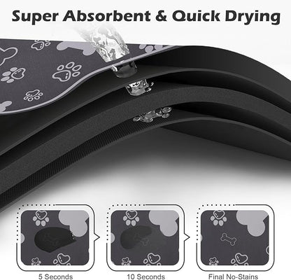 Dog Cat Food Mat, Rapid Absorbent Pet Feeding Mat, Bone Shaped Dog Placemat - Image 2