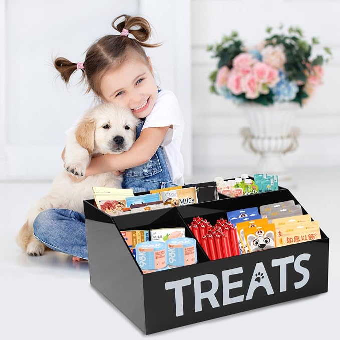 Dog Treat Organizer, 4 Compartments Dog Treat Station, Trapezoid Dog Treat - Image 6
