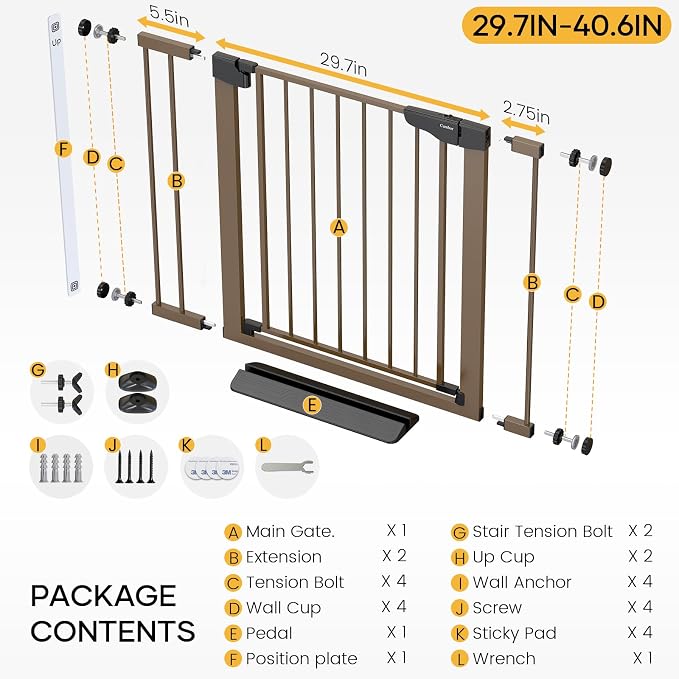 Cumbor 29.7-40.6" Baby Gate for Stairs, Mom's Choice Awards Winner-Dog Gate for - Image 9