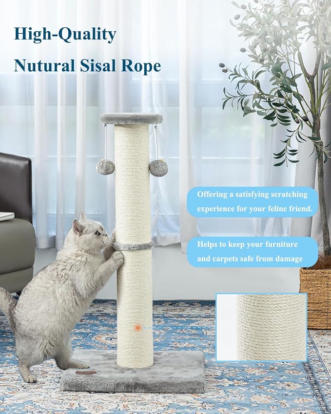 Kilodor 34Inch Tall Cat Scratching Post, 4.3Inch Diameter Large Sisal Cat - Image 5