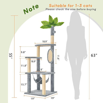 Cat Tree for Indoor Cats, 55 Inch Cat Tower - Image 6