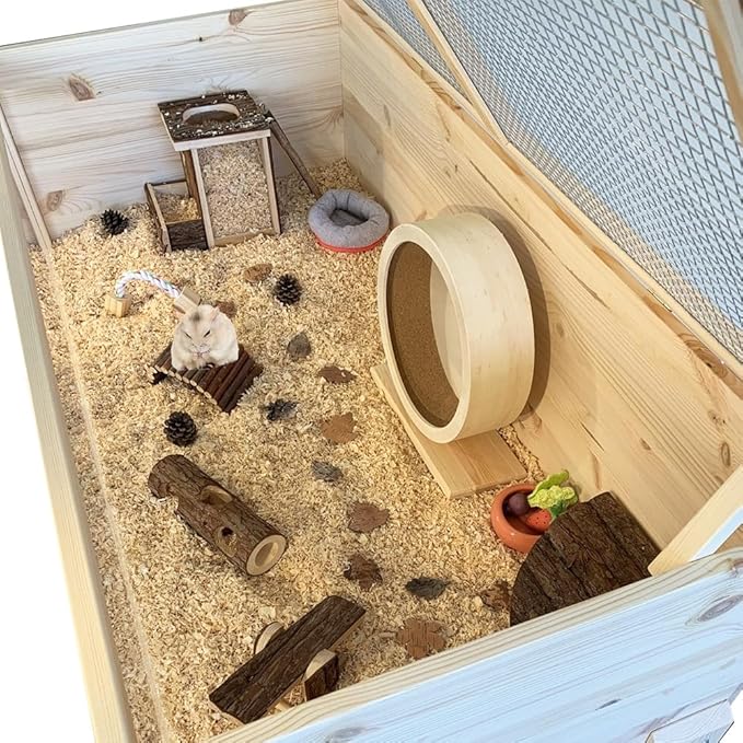 Wooden Hamster Exercise Wheel, Silent Silent Running Wheel Wooden Small Pets - Image 4